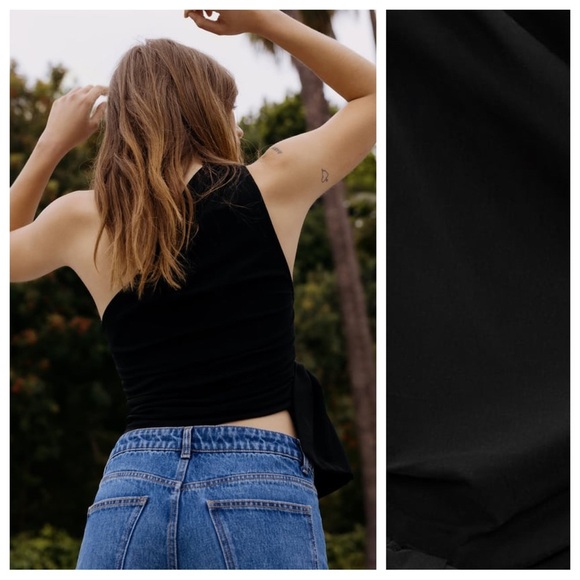 NWT. Zara Black Asymmetric Tied Top. Size S. - Picture 4 of 10